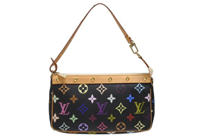 新品同様 LOUIS VUITTON ルイヴィトン ポシェットアクセソワール アクセサリーポーチ M92648 モノグラム マルチカラー ブラック 中古 4b006636