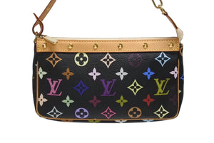 新品同様 LOUIS VUITTON ルイヴィトン ポシェットアクセソワール アクセサリーポーチ M92648 モノグラム マルチカラー ブラック 中古 4b006636