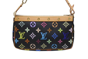 新品同様 LOUIS VUITTON ルイヴィトン ポシェットアクセソワール アクセサリーポーチ M92648 モノグラム マルチカラー ブラック 中古 4b006636