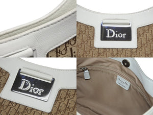 Christian Dior クリスチャンディオール ストリートシック トロッター ワンショルダーバッグ ブラウン ホワイト キャンバス 美品 中古 4b006638