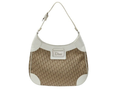 Christian Dior クリスチャンディオール ストリートシック トロッター ワンショルダーバッグ ブラウン ホワイト キャンバス 美品 中古 4b006638