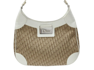 Christian Dior クリスチャンディオール ストリートシック トロッター ワンショルダーバッグ ブラウン ホワイト キャンバス 美品 中古 4b006638
