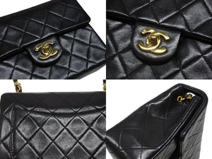 極美品 CHANEL シャネル ミニマトラッセ17 Sフラップ Sチェーンショルダーバッグ 1番台 ラムスキン ココマーク ブラック 中古 4b006639