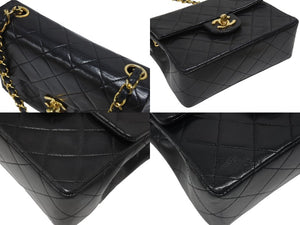 極美品 CHANEL シャネル ミニマトラッセ17 Sフラップ Sチェーンショルダーバッグ 1番台 ラムスキン ココマーク ブラック 中古 4b006639