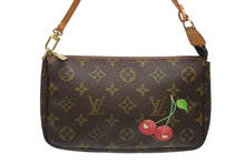 Load image into Gallery viewer, 極美品 LOUIS VUITTON ルイヴィトン 村上隆 モノグラム チェリー ポシェット アクセソワール アクセポ ブラウン ロゴ M95008 中古 4b006640