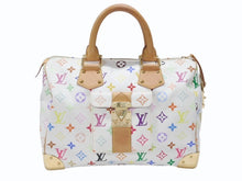 Load image into Gallery viewer, LOUIS VUITTON ルイヴィトン スピーディ30 ハンドバッグ M92643 モノグラム マルチカラー 村上隆 ホワイト 美品 中古 4b006646