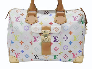 LOUIS VUITTON ルイヴィトン スピーディ30 ハンドバッグ M92643 モノグラム マルチカラー 村上隆 ホワイト 美品 中古 4b006646