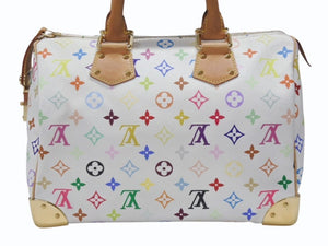 LOUIS VUITTON ルイヴィトン スピーディ30 ハンドバッグ M92643 モノグラム マルチカラー 村上隆 ホワイト 美品 中古 4b006646