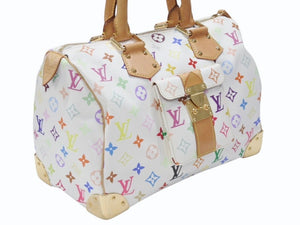 LOUIS VUITTON ルイヴィトン スピーディ30 ハンドバッグ M92643 モノグラム マルチカラー 村上隆 ホワイト 美品 中古 4b006646
