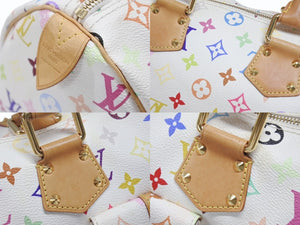 LOUIS VUITTON ルイヴィトン スピーディ30 ハンドバッグ M92643 モノグラム マルチカラー 村上隆 ホワイト 美品 中古 4b006646