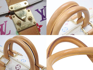 LOUIS VUITTON ルイヴィトン スピーディ30 ハンドバッグ M92643 モノグラム マルチカラー 村上隆 ホワイト 美品 中古 4b006646