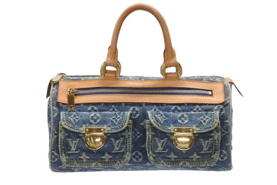 極美品 LOUISVUITTON ルイヴィトン ネオスピーディ ハンドバッグ M95019 モノグラム デニム インディゴブルー ゴールド金具 中古 4b006647