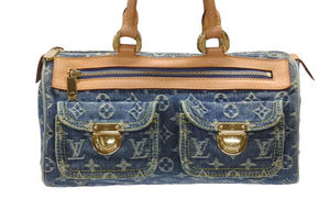 極美品 LOUISVUITTON ルイヴィトン ネオスピーディ ハンドバッグ M95019 モノグラム デニム インディゴブルー ゴールド金具 中古 4b006647