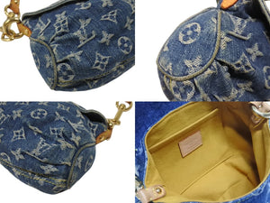 LOUIS VUITTON ルイヴィトン ミニプリーティ ワンショルダーバッグ M95050 モノグラム デニム レザー ゴールド金具 美品 中古 4b006648