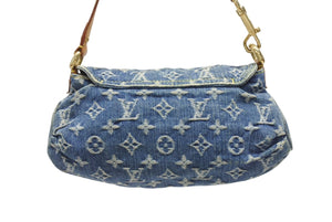 LOUIS VUITTON ルイヴィトン ミニプリーティ ワンショルダーバッグ M95050 モノグラム デニム レザー ゴールド金具 美品 中古 4b006648