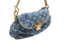 Load image into Gallery viewer, LOUIS VUITTON ルイヴィトン ミニプリーティ ワンショルダーバッグ M95050 モノグラム デニム レザー ゴールド金具 美品 中古 4b006648