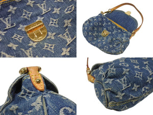 LOUIS VUITTON ルイヴィトン ミニプリーティ ワンショルダーバッグ M95050 モノグラム デニム レザー ゴールド金具 美品 中古 4b006648