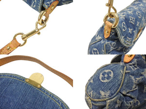 LOUIS VUITTON ルイヴィトン ミニプリーティ ワンショルダーバッグ M95050 モノグラム デニム レザー ゴールド金具 美品 中古 4b006648