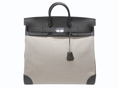 新品同様 HERMES エルメス ハンドバッグ オータクロア50 ヴェールマキ トワルキャンプ シルバー金具 U刻印 中古 4b006651