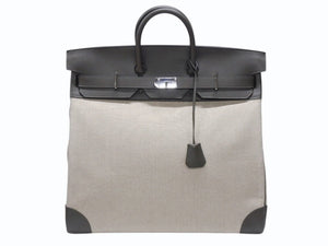 新品同様 HERMES エルメス ハンドバッグ オータクロア50 ヴェールマキ トワルキャンプ シルバー金具 U刻印 中古 4b006651