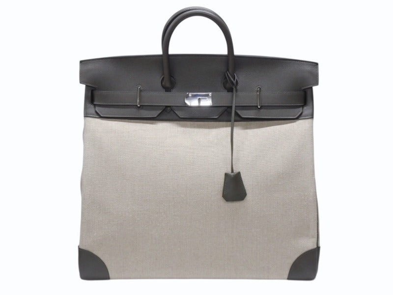 新品同様 HERMES エルメス ハンドバッグ オータクロア50 ヴェールマキ トワルキャンプ シルバー金具 U刻印 中古 4b006651