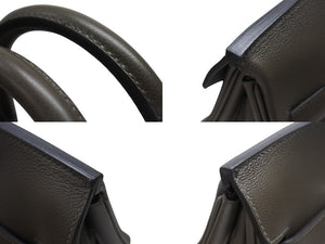 新品同様 HERMES エルメス ハンドバッグ オータクロア50 ヴェールマキ トワルキャンプ シルバー金具 U刻印 中古 4b006651