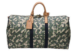 極美品 LOUIS VUITTON ルイヴィトン ×村上隆 キーポルバンドリエール55 モノグラムモフラージュ M95774 ゴールド金具 中古 4b006652