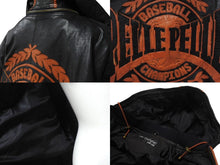 画像をギャラリービューアに読み込む, pellepelle ペレペレ フーディ レザージャケット 刺繍ロゴ サイズ38 ブラック オレンジ 美品 中古 4b006654 