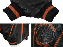 画像をギャラリービューアに読み込む, pellepelle ペレペレ フーディ レザージャケット 刺繍ロゴ サイズ38 ブラック オレンジ 美品 中古 4b006654 