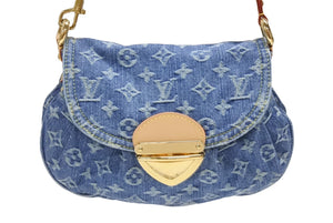 新品未使用 LOUIS VUITTON ルイヴィトン 2WAYバッグ ショルダーバッグ サンセット モノグラムデニム M46829 レザー ブルー 中古 4b006655