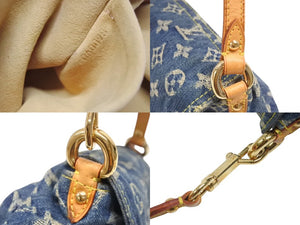 極美品 LOUIS VUITTON ルイヴィトン ミニプリーティ ワンショルダーバッグ M95050 モノグラム デニム レザー ゴールド金具 中古 4b006656