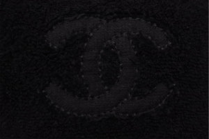 CHANEL シャネル パイル キャップ ハット 帽子 サイズM ココマーク コットン ブラック 美品 中古 4b006657