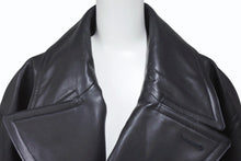 Load image into Gallery viewer, 新品同様 HERMES エルメス レザーコート ジャケット ブラック ブラウン カーフスキン サイズ50 中古 4b006695