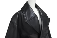 Load image into Gallery viewer, 新品同様 HERMES エルメス レザーコート ジャケット ブラック ブラウン カーフスキン サイズ50 中古 4b006695