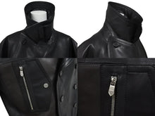 Load image into Gallery viewer, 新品同様 HERMES エルメス レザーコート ジャケット ブラック ブラウン カーフスキン サイズ50 中古 4b006695
