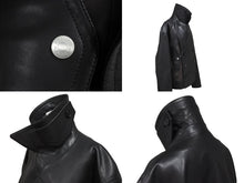 Load image into Gallery viewer, 新品同様 HERMES エルメス レザーコート ジャケット ブラック ブラウン カーフスキン サイズ50 中古 4b006695