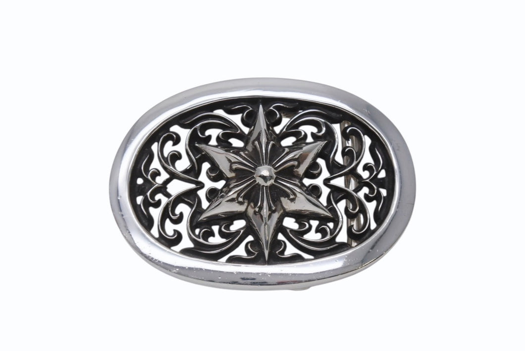 極美品 CHROME HEARTS クロムハーツ BUCKLE CLASSIC OVAL STAR クラシック オーバルスター バックル 重量約148.3g シルバー 中古 4b006698