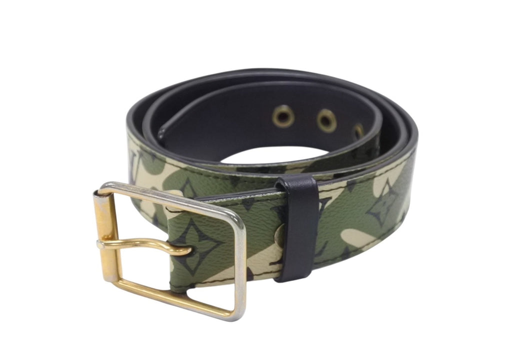 LOUIS VUITTON ルイヴィトン ベルト サンチュール モノグラモフラージュ 村上隆 サイズ90 M9646U ゴールド金具 美品 中古 4b006699
