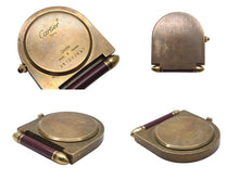 Load image into Gallery viewer, CARTIER カルティエ 折り畳み式 トラベル クロック A10 置き時計 357203697 フランス製 ワインレッド アンティークゴールド金具 美品 中古
