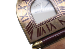 Load image into Gallery viewer, CARTIER カルティエ 折り畳み式 トラベル クロック A10 置き時計 357203697 フランス製 ワインレッド アンティークゴールド金具 美品 中古