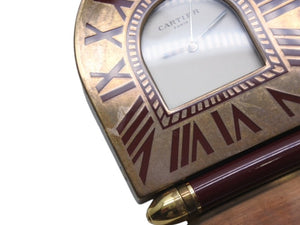 CARTIER カルティエ 折り畳み式 トラベル クロック A10 置き時計 357203697 フランス製 ワインレッド アンティークゴールド金具 美品 中古