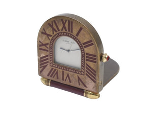 CARTIER カルティエ 折り畳み式 トラベル クロック A10 置き時計 357203697 フランス製 ワインレッド アンティークゴールド金具 美品 中古