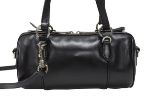 MIUMIU ミュウミュウ 2WAY ショルダーバッグ ハンドバッグ レザー ブラック シルバー金具 美品 中古 4b006708