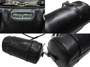 MIUMIU ミュウミュウ 2WAY ショルダーバッグ ハンドバッグ レザー ブラック シルバー金具 美品 中古 4b006708