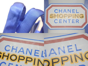 CHANEL シャネル トートバッグ ハンドバッグ ノベルティ ブルー クリア ロゴ プリント 美品 中古 4b006710