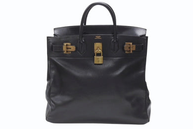 HERMES エルメス ハンドバッグ バーキン オータクロア45 アルデンヌ ブラック ブロンズ金具 ○S刻印 美品 中古 4b006713