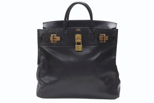 HERMES エルメス ハンドバッグ バーキン オータクロア45 アルデンヌ ブラック ブロンズ金具 ○S刻印 美品 中古 4b006713