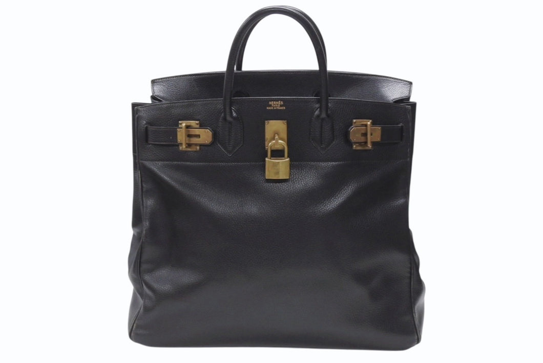 HERMES エルメス ハンドバッグ バーキン オータクロア45 アルデンヌ ブラック ブロンズ金具 ○S刻印 美品 中古 4b006713