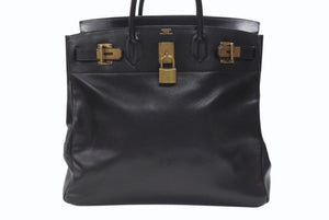 HERMES エルメス ハンドバッグ バーキン オータクロア45 アルデンヌ ブラック ブロンズ金具 ○S刻印 美品 中古 4b006713