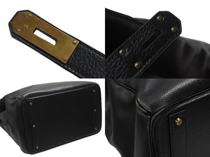HERMES エルメス ハンドバッグ バーキン オータクロア45 アルデンヌ ブラック ブロンズ金具 ○S刻印 美品 中古 4b006713